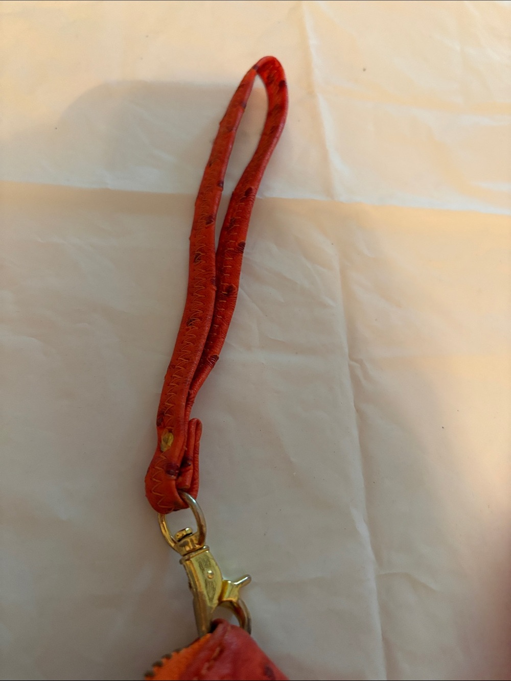 Orange Textured Wristlet Clutch with Detachable Strap - Picture 4 of 7
